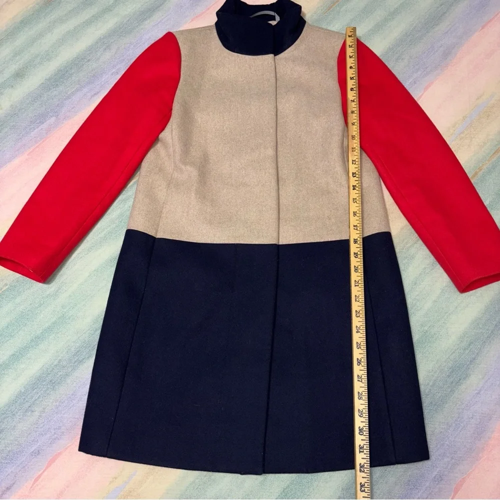J Crew colorblock wool pea coat size 4 Petite - Picture 8 of 10